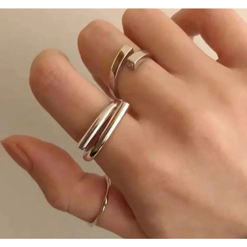 Unisex Solid Wrap 925 Sterling Silver Band Ring, Adjustable‎